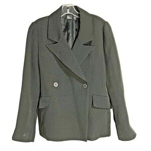 The Fisher Project Blazer Womens Medium Black Silk Blend Crinkle Double Breasted